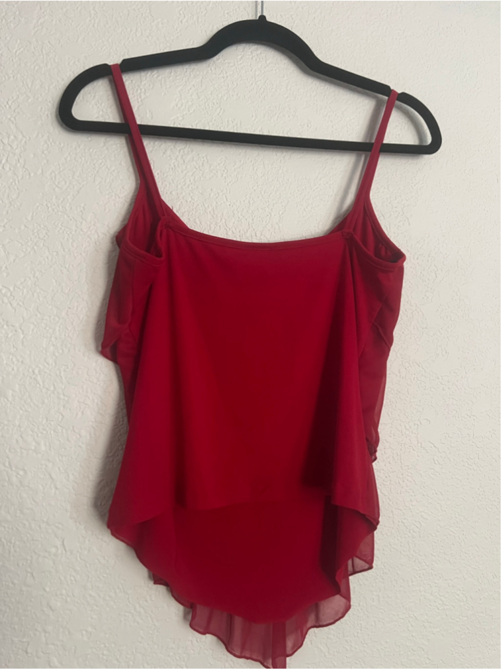 Women's y2k Red Flowy Stacked Ruffled Tank Top Size L - Picture 2 of 4